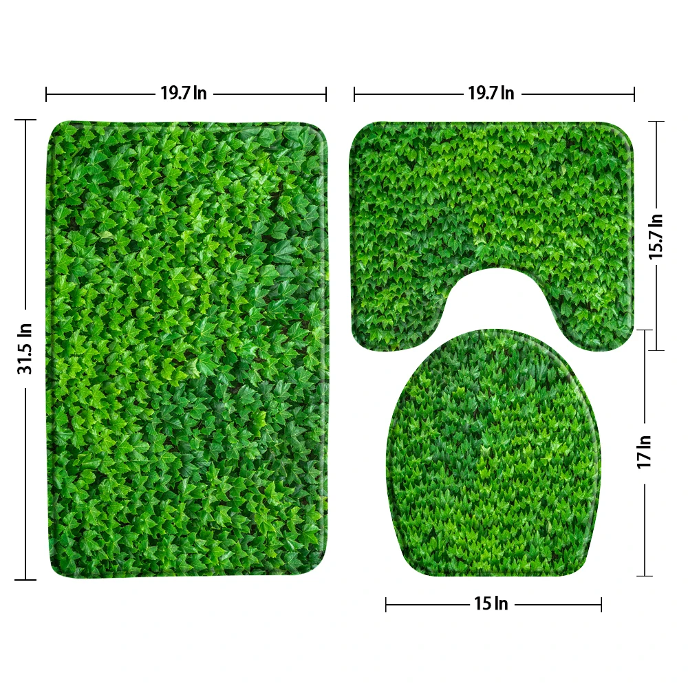 

Коврики для ванной Green Creeper в форме листьев растений, комплект из 3 предметов, Нескользящие, U-образные, для декорирования туалета, весны и лет...
