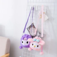 kawaii cinnamoroll sanrio plush my melody kuromi plushie bag anime purin dog kt cat handbag cute stuffed toys backpack for girls