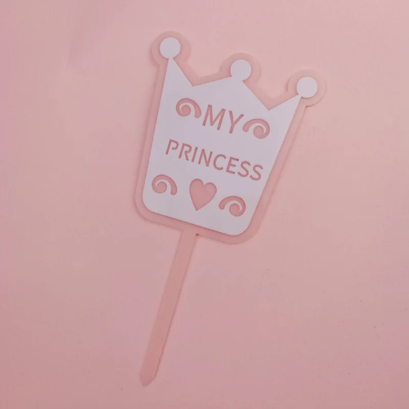 

Crown Theme Acrylic Happy Birthday Cake Toppers Gold Birthday Cupcake Topper Decor Flags for Baby Birthday Party Cake Decoration