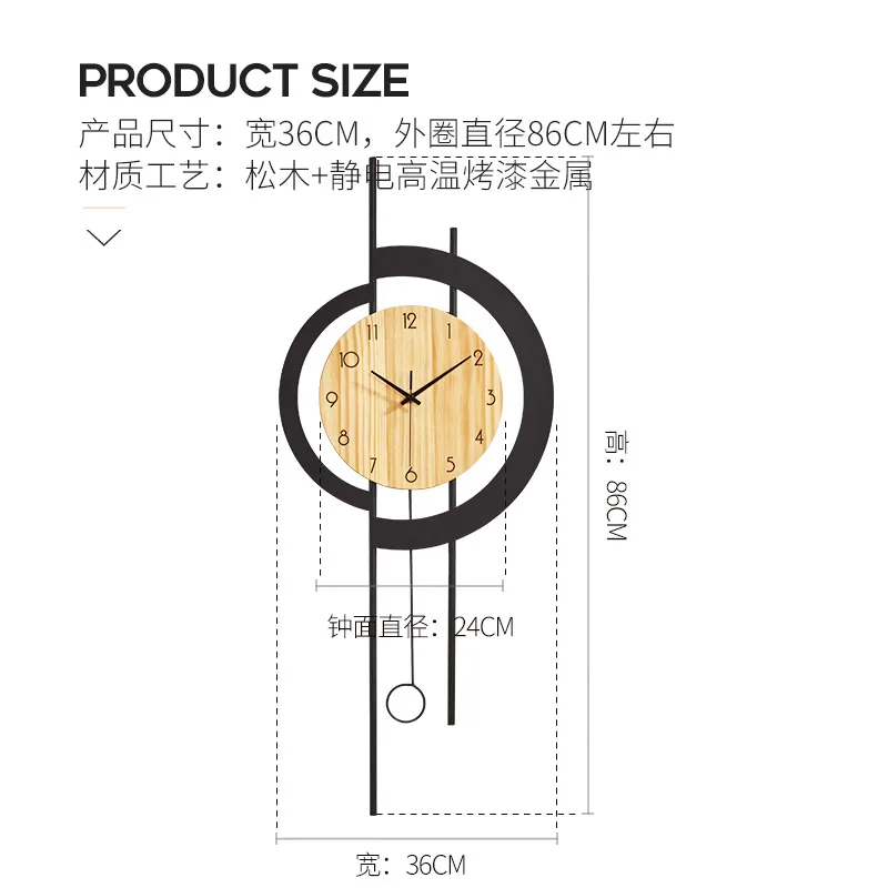 

Large Pendulum Wall Clock Luxury Living Room Nordic Metal Silent Modern Wall Watch Home Clocks Relogio Parede Gift Ideas ZB5WC