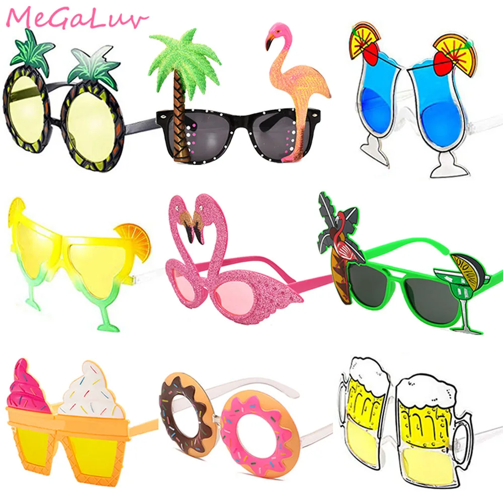 6 pcs Hawaii Tropical Party Flamingo Party Decor ananas occhiali da sole occhiali divertenti Summer Luau Hawaiian Beach Party Supplies