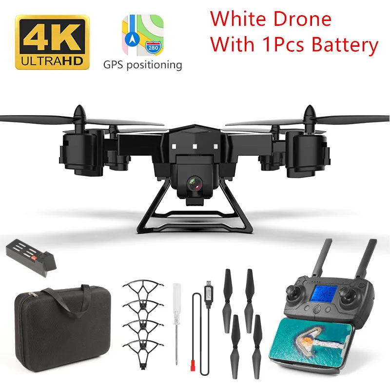 White 4K 1 battery Дрон с gps 2000 метров расстояние управления 1000 метров 5G WiFi Трансмиссия FPV gps Смарт время полета 20 минут Квадрокоптер с камерой 4k HD Дрон селфи Rc вертолет Радиоуправляемый Профессиональный Дрон KY601G и - Цвет: White 4K 1 battery