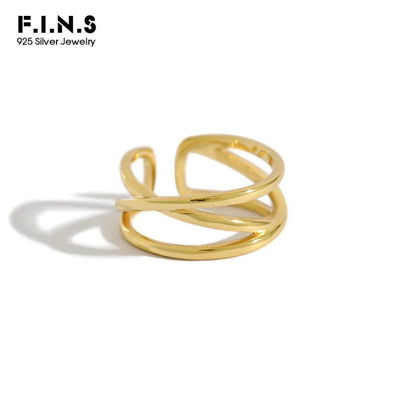 F.I.N.S 2019 модное кольцо из стерлингового серебра 925 пробы с неравномерной линией