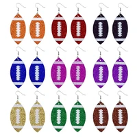 fashion glittering leather football rugby dangle earrings for women multicolor marquise earrings jewelry gifts free shipping