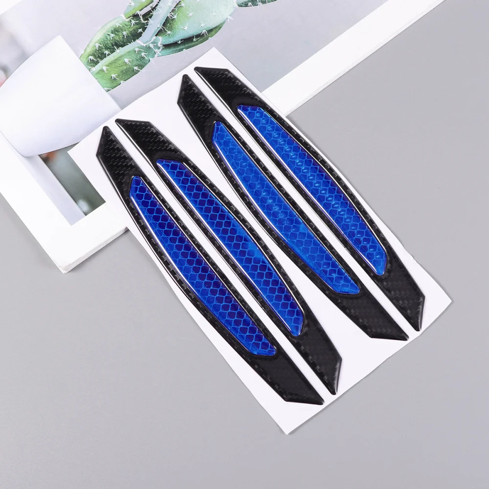 

4pcs Car Door Edge Anti Collision Sticker Reflective Carbon Fiber Door Anti-Rub Strips Car Door Anti-scratch Protector