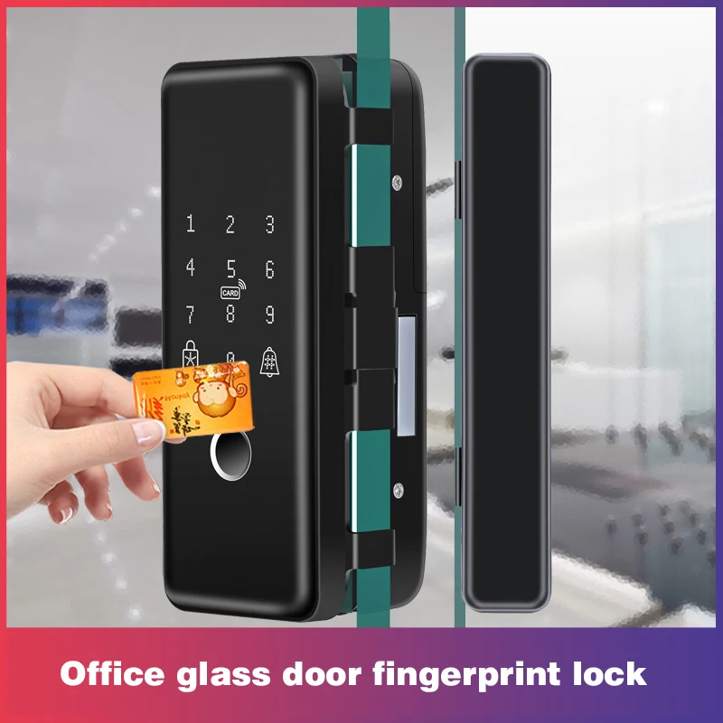 Электронный смарт замок для раздвижной стеклянной двери биометрический с