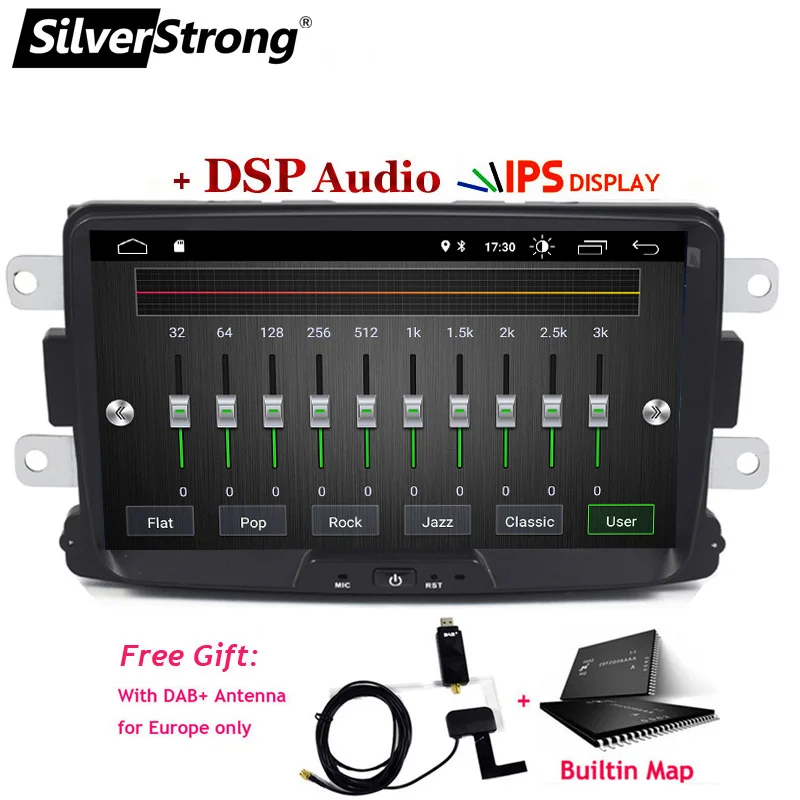 XJB-DST8-8L DSP DAB SilverStrong Android9.0 2Din Каптур Автомобильный gps для RENAULT DUSTER DACIA LOGAN II DOKKER - Цвет: XJB-DST8-8L DSP DAB