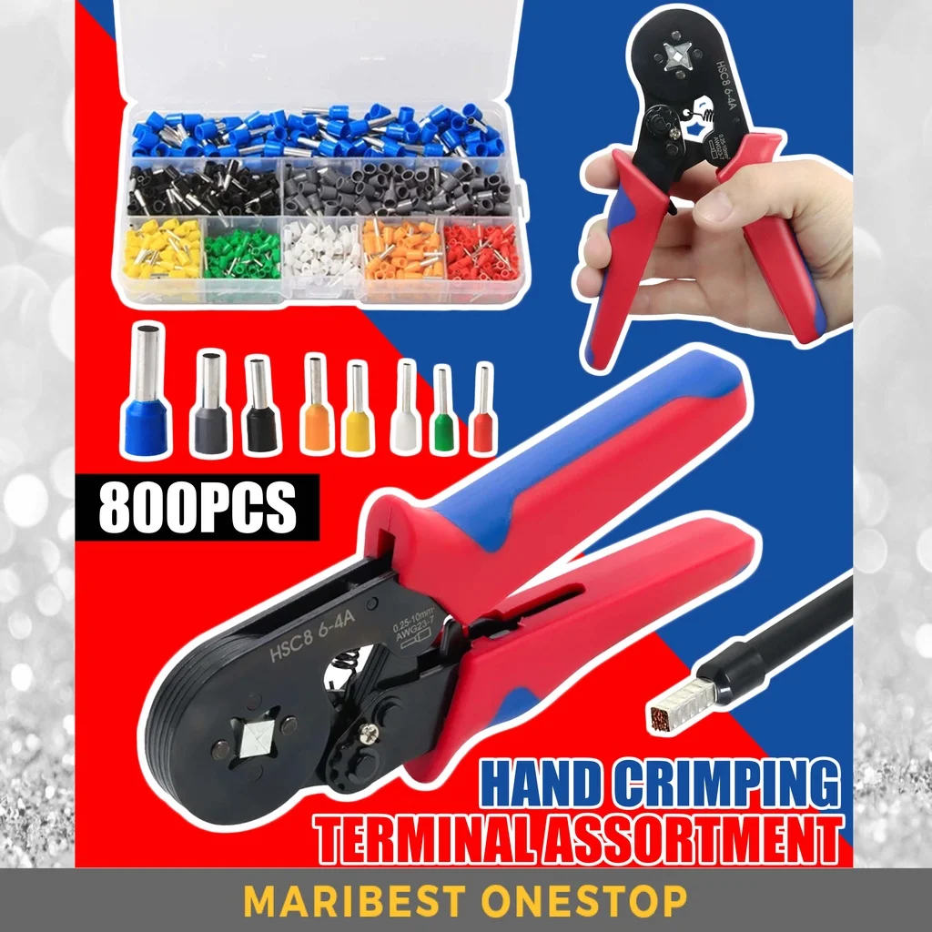 

800PCS Wire Ferrules, Insulated Crimp Pin Terminal Kit for Electrical Wire Connector Cable 8 Sizes Ferrule Crimping Kit