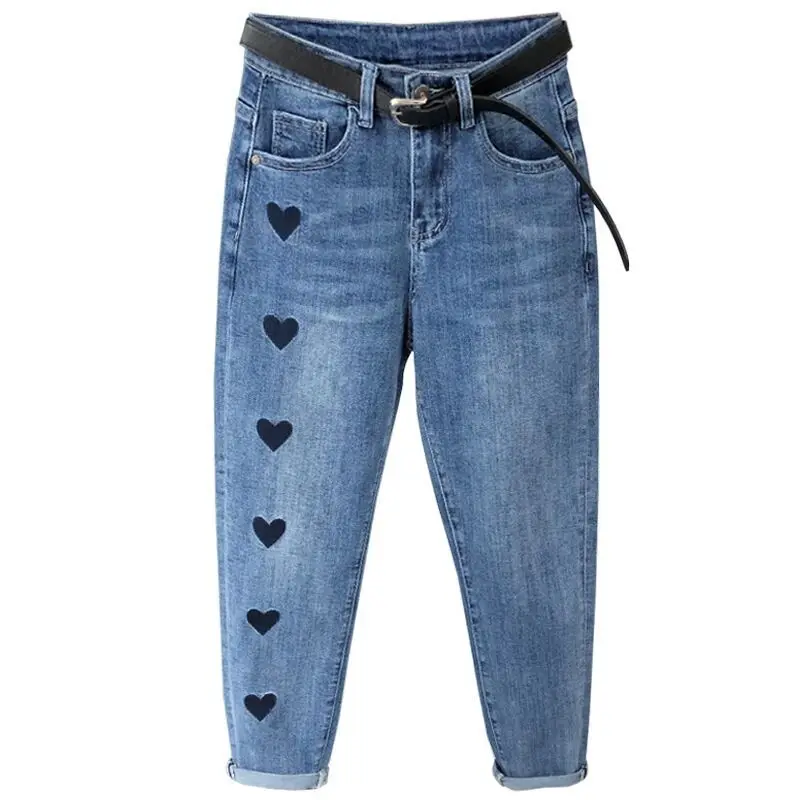 

New Women Denim Harem Pants Loose Casual Korean Mom Jean Boyfriend Jeans For Women mid Waist Plus Size