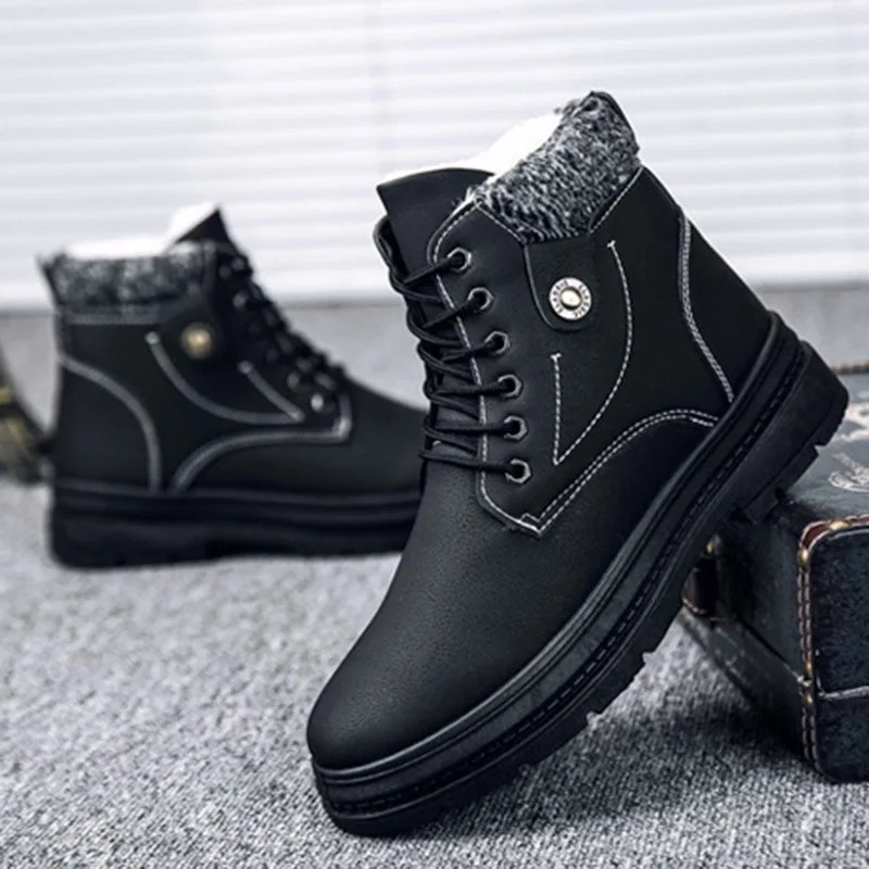 Новинка 2020 теплые зимние ботинки для мужчин плюс бархатная мужская обувь уличные