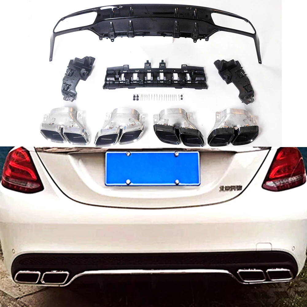Комплект кузова для Mercedes Benz C Class W205 C43 C63 Coupe 2015 2019 с выхлопными наконечниками