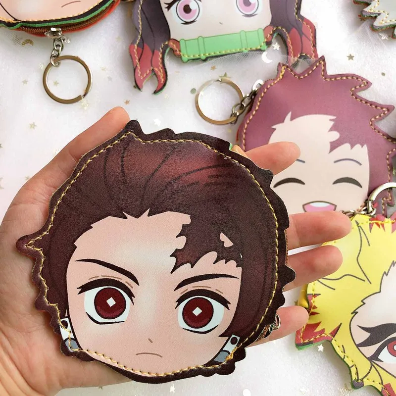 

Demon Slayer: Kimetsu no Yaiba Coin Purse Anime PU Leather Money Storage Bag Zipper Organizer Purse Pendant