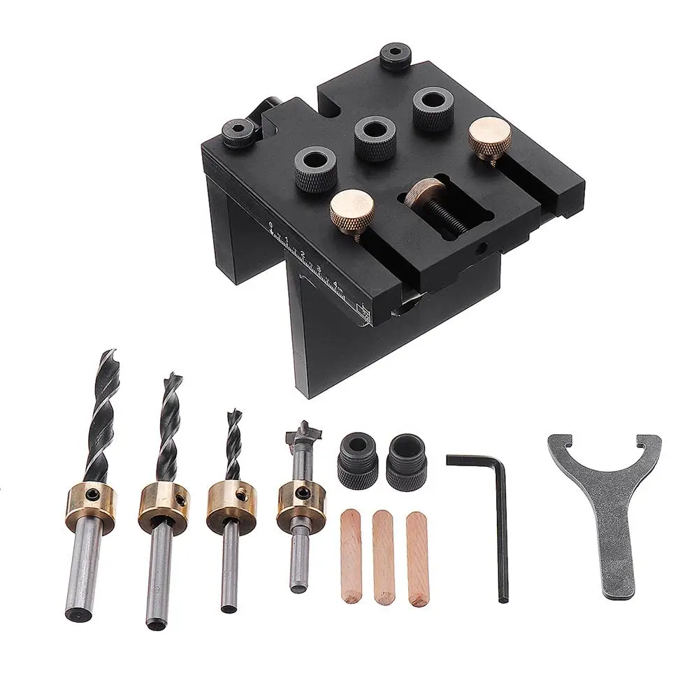

DANIU Aluminum Alloy 3 In 1 Dowelling Jig 6/8/10/15mm Wood Drilling Guide Locator Adjustable Dowel Jig Kit For Woodworking Tool