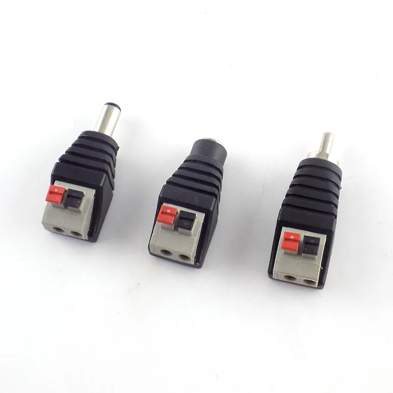 

2Pcs DC Male Female Professional Jack Press Plug RCA Connector Cable Plug Adapter for Speaker CCTV Audio LED light