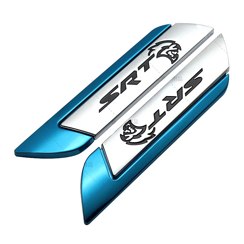 

2pcs SRT Hellcat Logo Sticker Metal 3D Nameplate For Dodge Challenger Durango Charger Dart Viper Side Fender Emblem Accessories