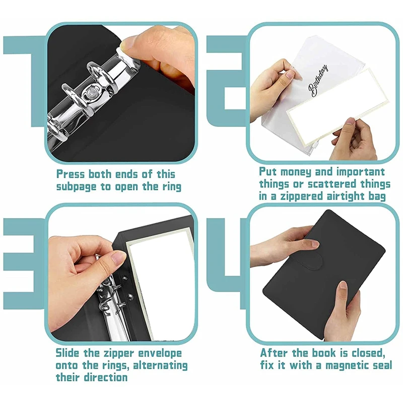 A6 PU Notebook Binder And 12 Envelopes System Budget Planning Organizer Money Cash Envelope | Канцтовары для офиса и дома