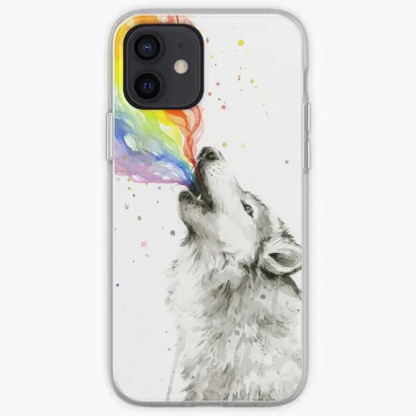 

Wolf Howling Rainbow Phone Case for iPhone 5 5S SE X XS XR Max 11 12 13 Pro Max Mini 6 6S 7 8 Plus Pattern Print Dog Coque