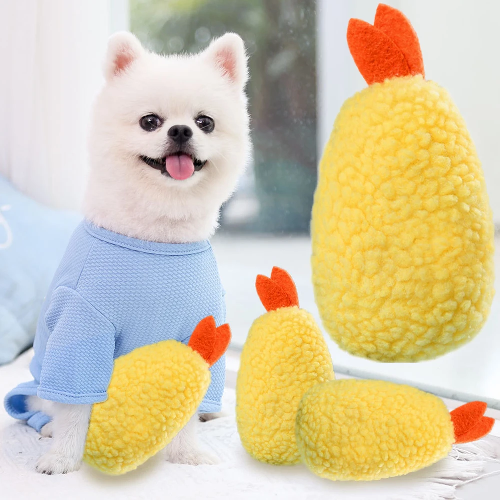 Мягкая плюшевая игрушка Tempura в форме жареной креветки со звуком товары для собак