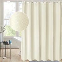 ufriday thick cream waffle weave fabric shower curtain 180 x 190 inch heavyweight water repellent bathroom curtain partition