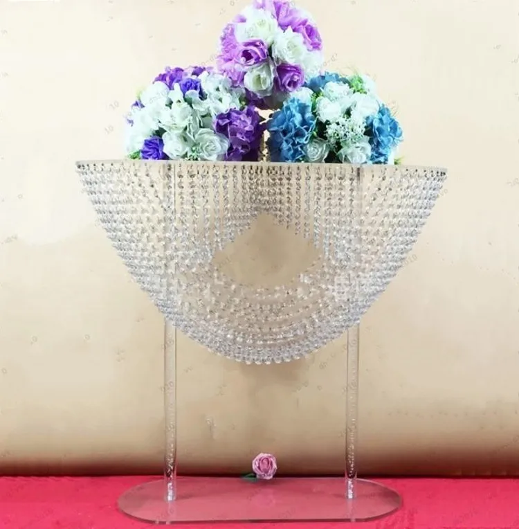 

Shiny Oval shape crystal acrylic beaded wedding centerpieces flower stand table decor for wedding event party decoration supply