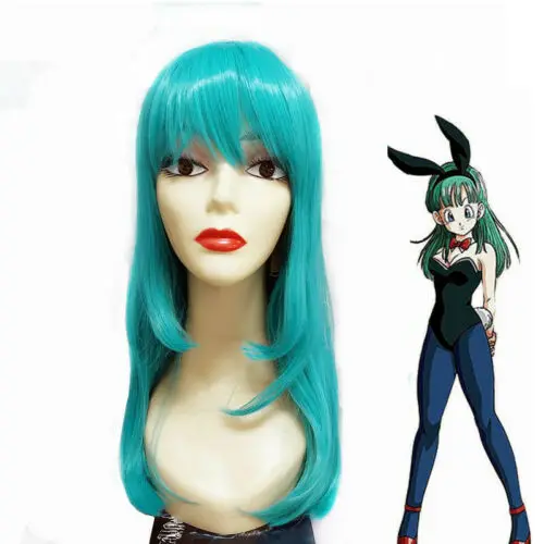 Парик для косплея DBZ Bulma Женский зеленые прямые длинные/короткие волосы