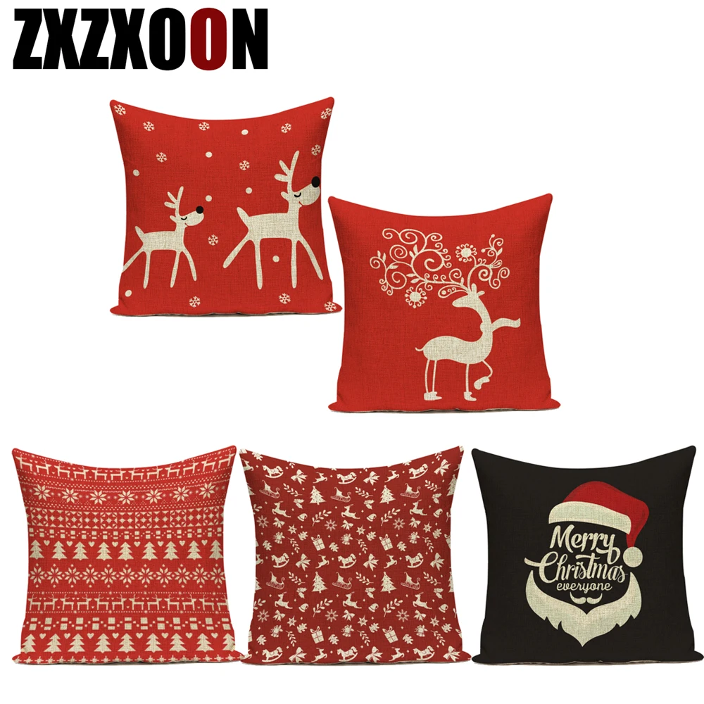 

Декоративные диванные подушки Чехол Санта Клаус Счастливого Рождества деревья олень Подушка с принтом "Снежинка" накидки для подушек, наки...