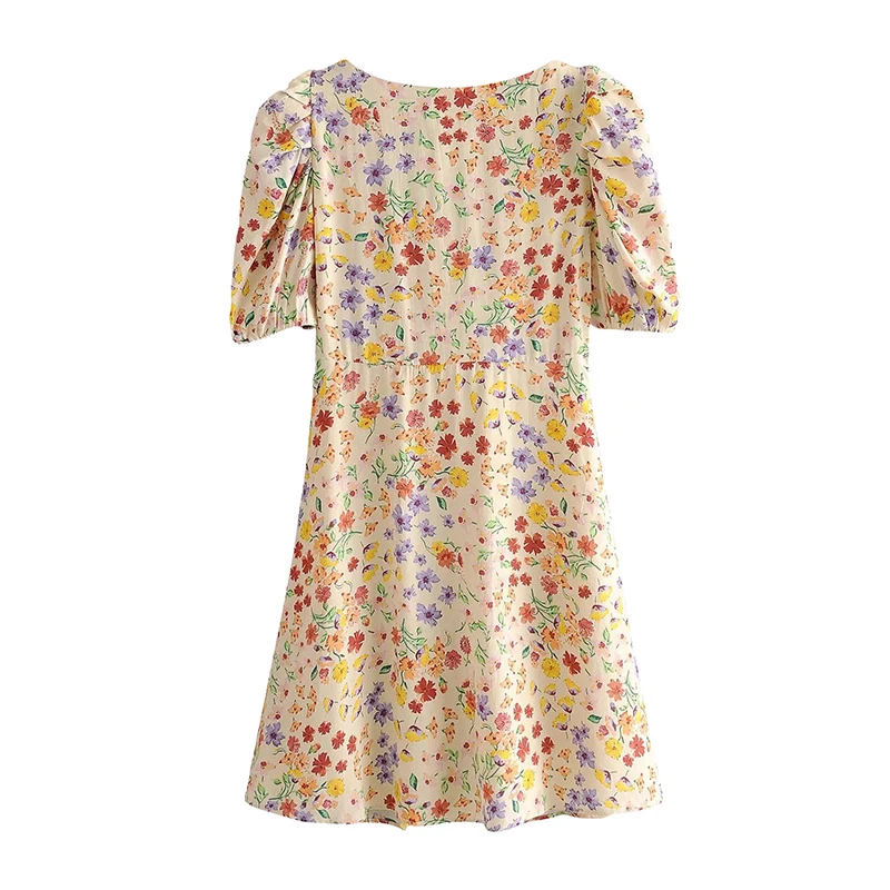Aachoae Летнее мини платье в стиле бохо с цветочным принтом пышное повседневное