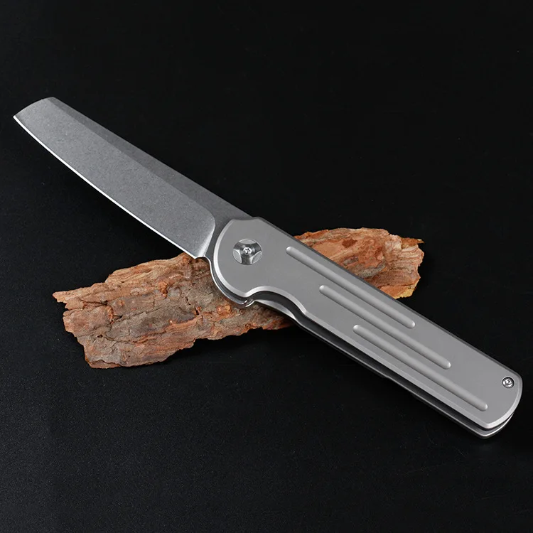 

Dobeli 9CR18MOV Folding Blade Knife Titanium Alloy Handle Pocket Knife 58HRC Square head Hunting knives tactical knife