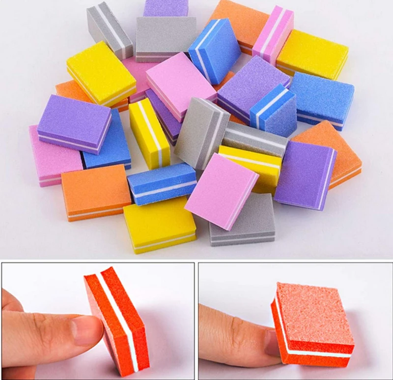 

10pcs Double-Sided Mini Nail File Colorful Sponge Nail Polish Sanding Buffer Strips Polishing Manicure Tools Portable Nail Files