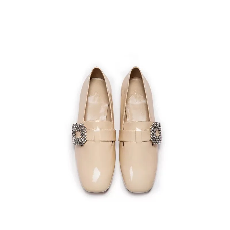 

2020 New Fashion Women's Shoes Genuine Leather Flat Shoes Square Toe Slip-on Casual Breathable Soft Women Flats
