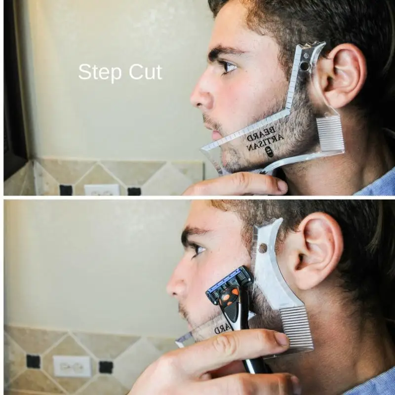 

1 PC Double Sided Moustache Moulding Comb Transparent Beard Style Comb Hair Shaping Styling Template Ruler Combs TSLM1