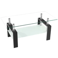 sofacoffeetea table arc shaped leg 2 tiers tempered glass 100x60x43cm rectangular desktop easy assembleus stock