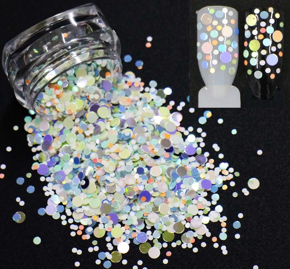 Смешанные размеры круглые формы блестки яркие цвета сияющие ломтики 3D дизайн