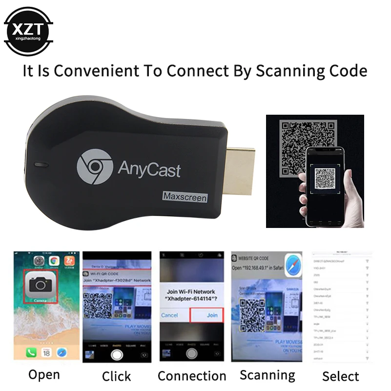 Адаптер для ТВ флешки Anycast Wi Fi беспроводной адаптер Chromecast iOS Android считывание кода