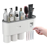 automatic toothpaste squeezer dispenser toothbrush holder wall magnetic adsorption inverted cup storage rack bathroom accessorie