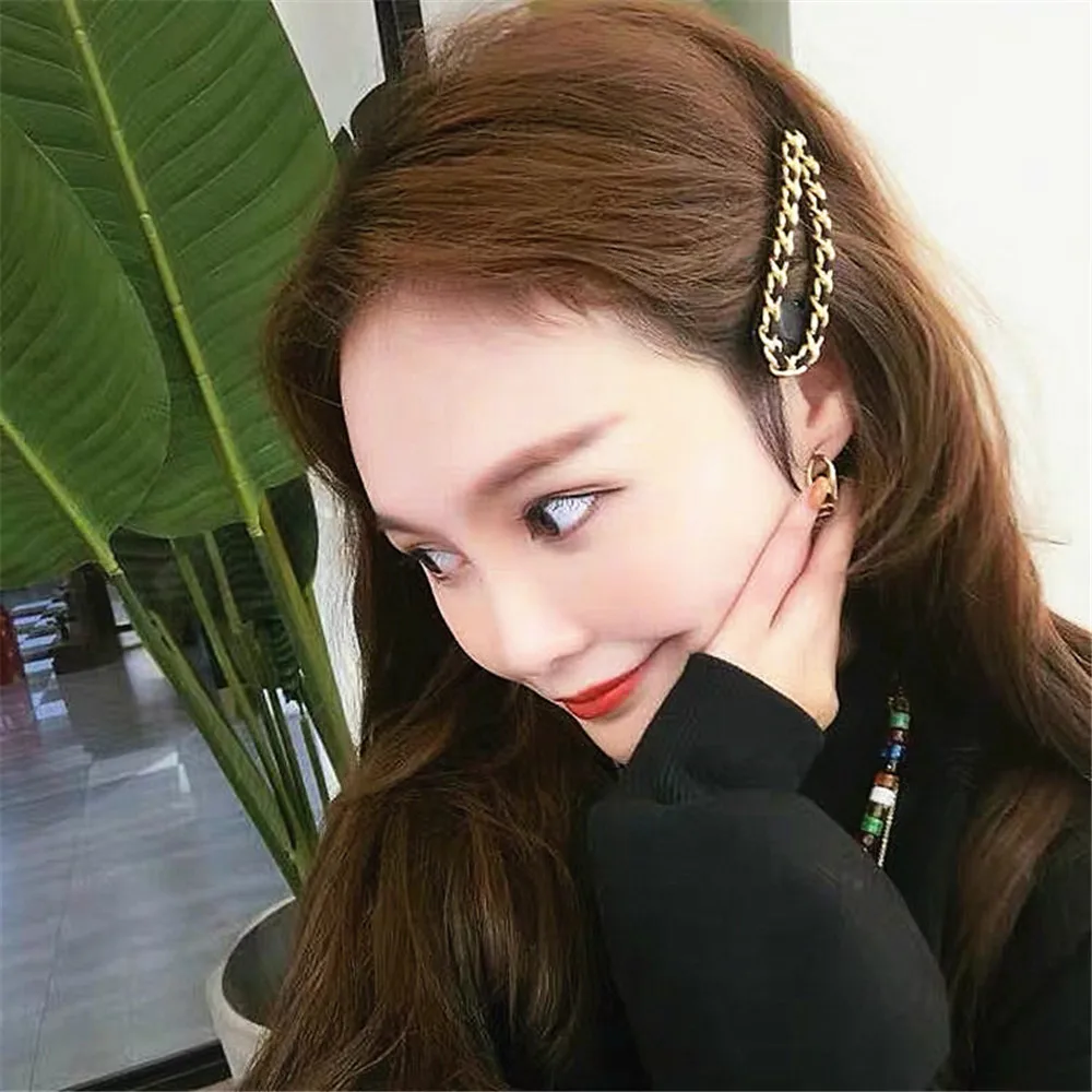 

Adult Women Black Lace Metal Chain Barrettes Hairpins Hair Clips Bow Knot Fashion Korean Lady Girl Head Wear Accessories-AS-W20