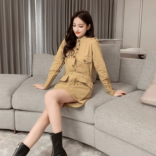 Женское джинсовое платье с длинным рукавом облегающее мини в стиле Харадзюку