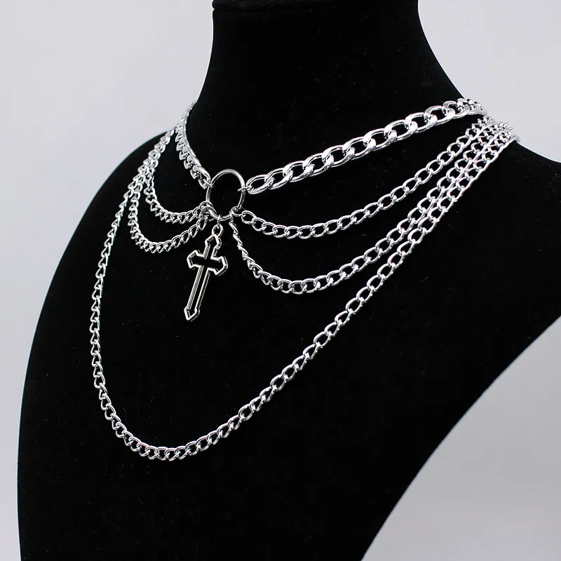 

Goth Streetwear Necklaces Cross Pendants Women Men Neck Chain Indie Jewelry On The Neck 2021 E Girl Choker Aesthetic
