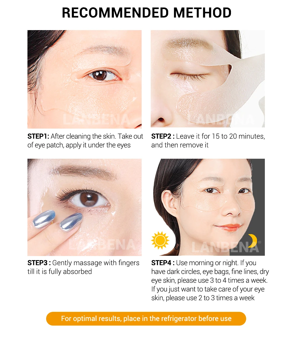 Lambena Patches for Eyes Masks Lanbena Retinol Anti-wrinkle Eye Patch Hyaluronic Acid Moisturizes Against Dark Circles Anti-dark
