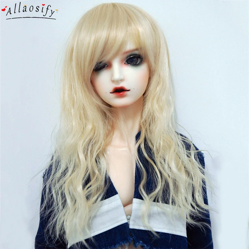 

Allaosify Bjd Hair 1/3 1/4 1/6 1/8 1/12 BJD Doll High Temperature Fiber Wig Girl Long Curly Wigs SD BJD Curly Bangs Wig