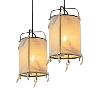 country cloth hanging pendant light lantern designer custom handmade cloth restaurant linen drop pendant lamp led home deco