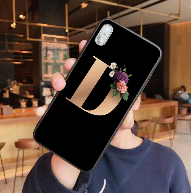 Custom Case For iPhone 11Pro Max Letter Flowers Black Soft TPU Iphone 6 6S 7 8 Plus X Xr High Guality Print Phone Cover | Мобильные