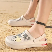new summer womens hole shoes mens thick soled baotou air cushion half slippers mens beach couple sandals