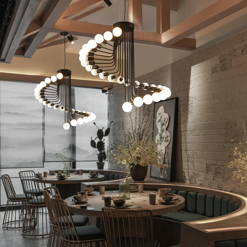 安い 工業用吊り下げ式ランプスパイラルホテル店,レストラン,シャンデリア,1.2mケーブル付き16照明