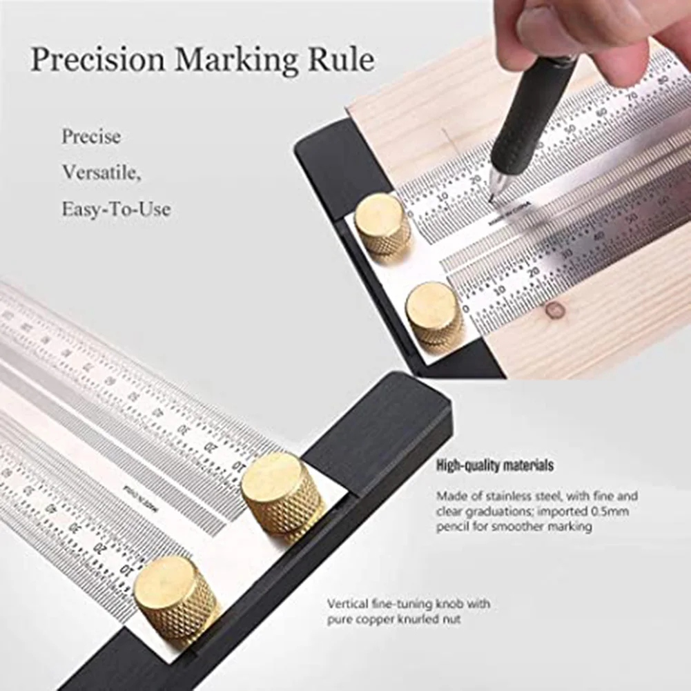 

Ho Metric Version Marking T-Rules High-precision Stainless Steel Woodworking Scribing Marking Lines Gauge Measuring Tool D6