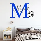 Футбол Пользовательское имя настенные наклейки для детской комнаты персонализированные футбольные Мальчики имя спальня детская настенная картинка детские наклейки на стену