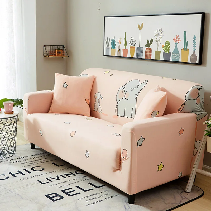 

Vintage Garden Pink Cartoon Print Stretch Sofa Cover Slipcovers Furniture Protector Polyester Spandex Soft Durable Couch Cover