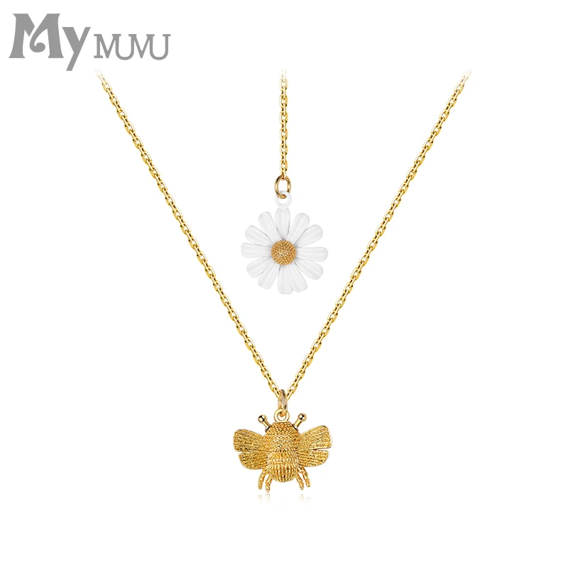 

Japanese and Korean summer popular Daisy Tassel Necklace women's ins cold wind small net red collarbone Necklace 2020 NEW