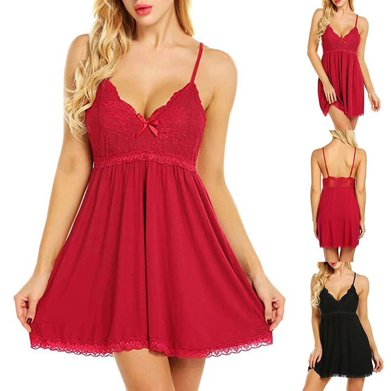 

Sexy Pajamas with Lace Women Plus Size S-7XL V-neck Sling Sleeping Shirts Sleepwear Sleeveless Chiffon Home Women Lingerie Set