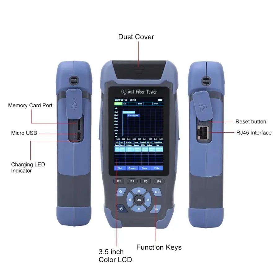 Мини OTDR JW3302S 1310 нм/1550 нм 24/22 дБ + OPM Встроенный 10 мВт VFL источник светильник 60 км |